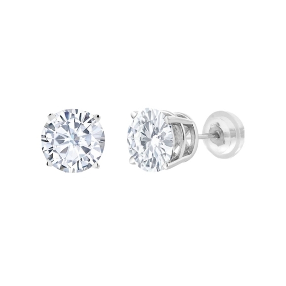 Certified 14k White Gold 3.80ct Diamond Earrings Moissanite Charles Colvard - Picture 1 of 5